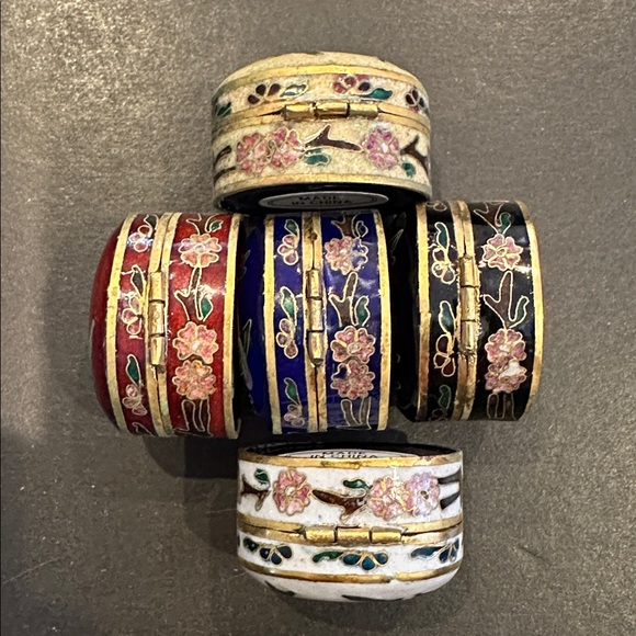 Vintage Small OVAL Cloisonné Pill Box - Picture 4 of 9